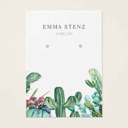 イヤリングジュエリーディスプレイカード・開花サボテン (正面)