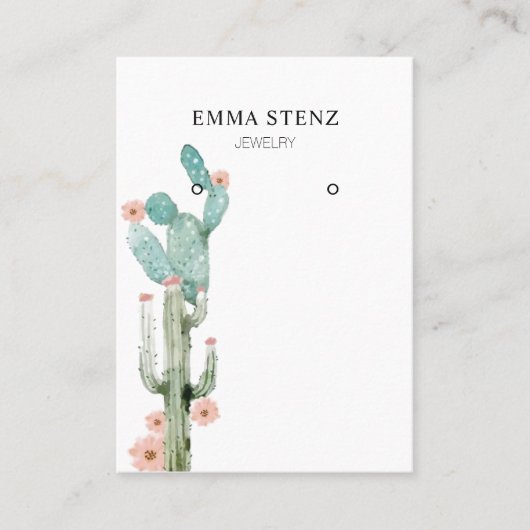 イヤリングジュエリーディスプレイカード・開花サボテン 名刺 (正面)