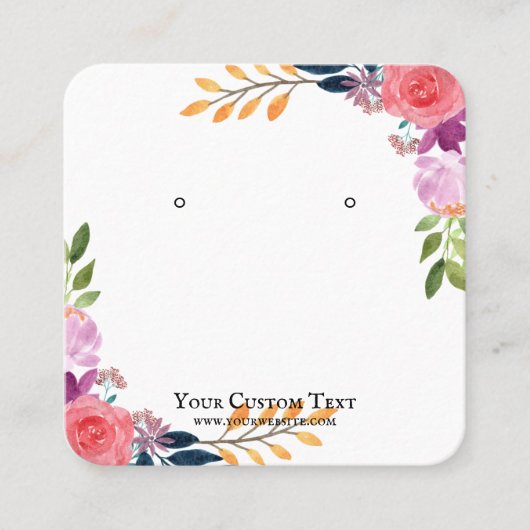イヤリングジュエリーディスプレイホルダー・水彩フローラ スクエア名刺 (正面)