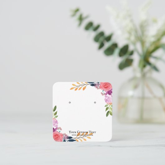 イヤリングジュエリーディスプレイホルダー・水彩フローラ スクエア名刺 (スタンド正面)