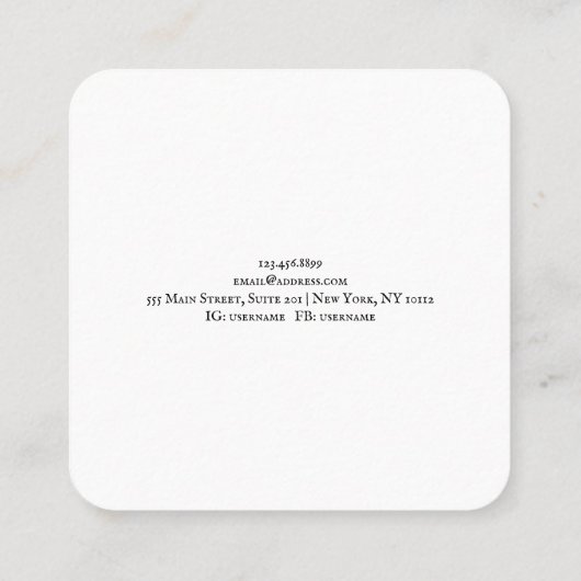 イヤリングジュエリーディスプレイホルダー・水彩フローラ スクエア名刺 (裏面)