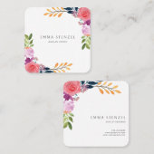 イヤリングジュエリーディスプレイホルダー・水彩フローラ スクエア名刺 (正面/裏面)