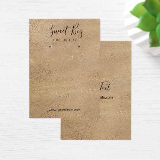 イヤリングジュエリーホルダーブラウン金ゴールド名刺 (デスク)