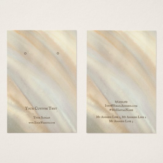 イヤリングジュエリー表示カード、砂水色 (正面&裏面)