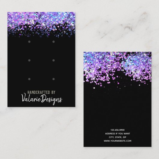 イヤリングスタッドカードレイフェイクンボーメタリティックグリッター 名刺 (正面/裏面)