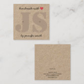 イヤリングスタッドハートカード付き手作り スクエア名刺 (正面/裏面)