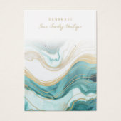 イヤリングティール（緑がかった色）ブルーアクア金ゴールド瑪瑙ディスプレイカード (正面)