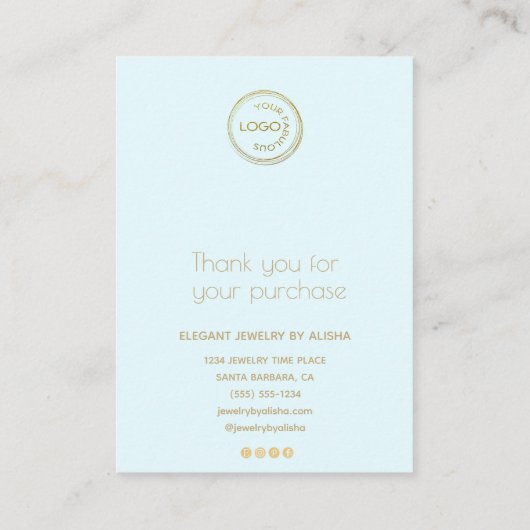 イヤリングディスプレイあなたのロゴを追加ライトブルー 名刺 (裏面)