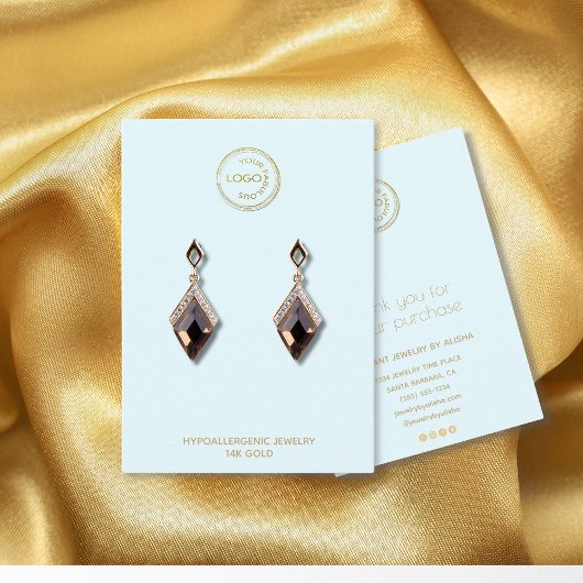 イヤリングディスプレイあなたのロゴを追加ライトブルー 名刺