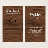 イヤリングディスプレイカードオークウッドジュエリー (正面&裏面)