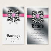 イヤリングディスプレイカードキュートボウハートジュエリーピンク (正面&裏面)