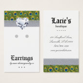 イヤリングディスプレイカードピーコックハートジュエリー (正面&裏面)