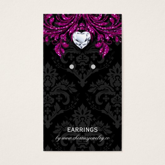 イヤリングディスプレイカードヴィンテージダマスクジュエリーブラック (正面)