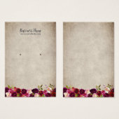 イヤリングディスプレイカードヴィンテージバーガンディフローラ (正面&裏面)