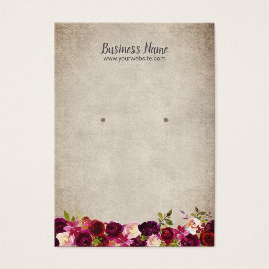 イヤリングディスプレイカードヴィンテージバーガンディフローラ (正面)