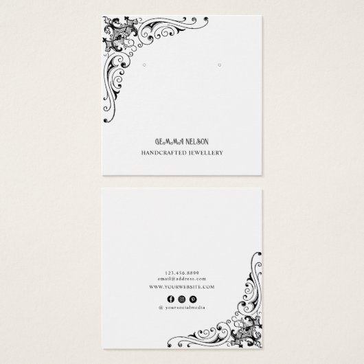 イヤリングディスプレイカード・ヴィンテージ旋回ソーシャルメディア (正面&裏面)