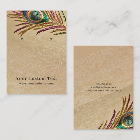 イヤリングディスプレイカード・刺繍ピーコックフェザー 名刺 (正面/裏面)