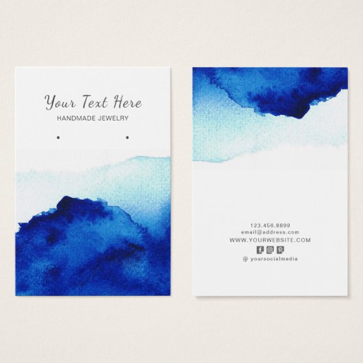 イヤリングディスプレイカード・水彩インディゴブルー (正面&裏面)