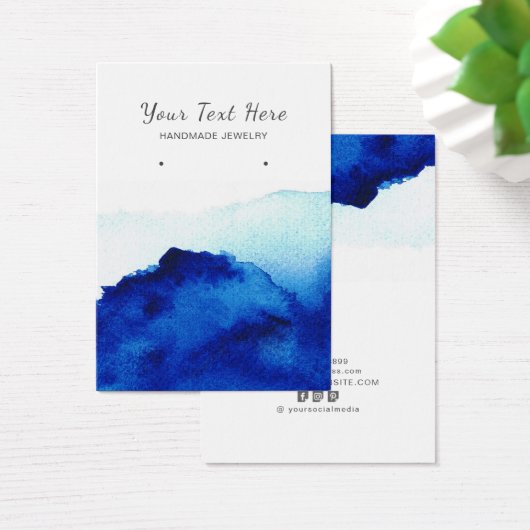 イヤリングディスプレイカード・水彩インディゴブルー (デスク)