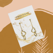 イヤリングディスプレイカード・金ゴールド大理石パターンロゴ