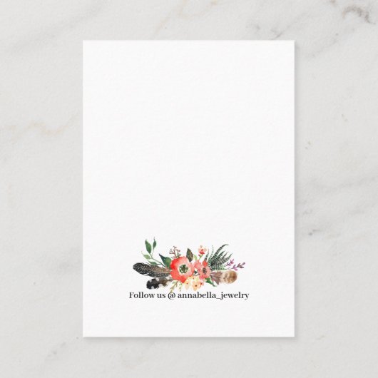 イヤリングディスプレイカード・ Boho Featherフローラ〔雄ジカの〕枝角 名刺 (裏面)