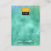 イヤリングディスプレイティール(緑がかった色)フェイクフォイル&グリッター 名刺 (正面)