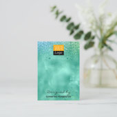 イヤリングディスプレイティール(緑がかった色)フェイクフォイル&グリッター 名刺 (スタンド正面)