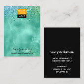 イヤリングディスプレイティール(緑がかった色)フェイクフォイル&グリッター 名刺 (正面/裏面)