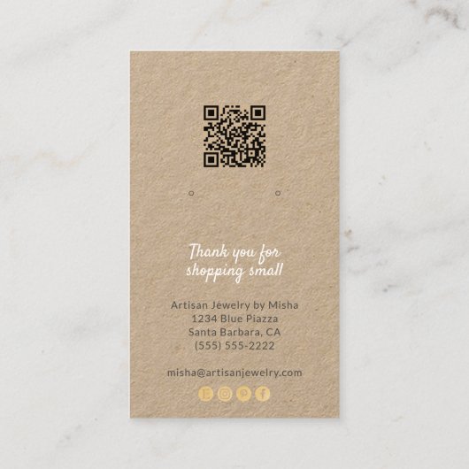 イヤリングディスプレイロゴQRコードソーシャルメディアクラフト 名刺 (裏面)