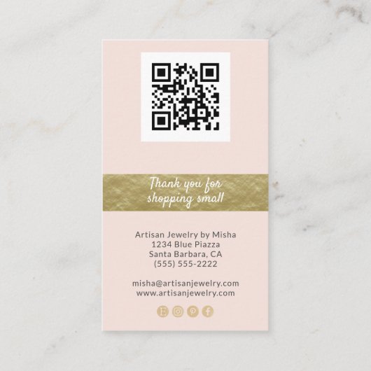 イヤリングディスプレイロゴQRコードソーシャルメディア赤面 名刺 (裏面)