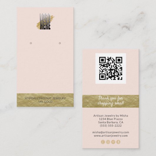 イヤリングディスプレイロゴQRコードソーシャルメディア赤面 名刺 (正面/裏面)