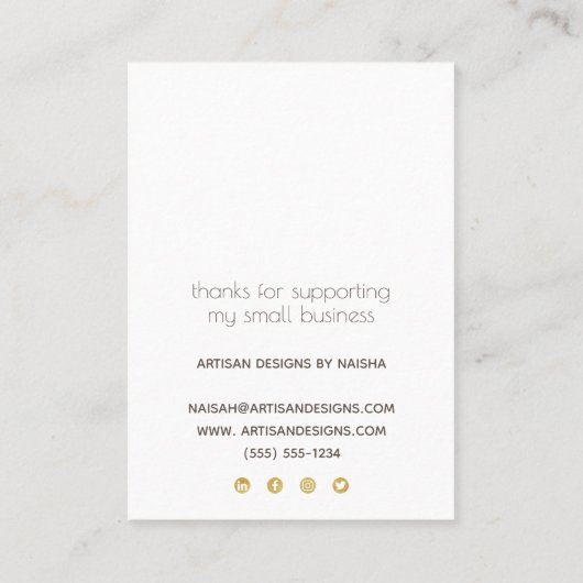 イヤリングディスプレイ追加ロゴSNSホワイト 名刺 (裏面)