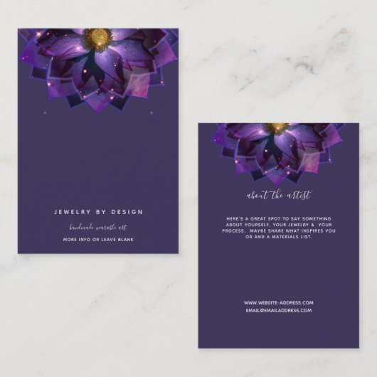 イヤリングディスプレイ、神秘的なロータスマンダラクレフター 名刺 (正面/裏面)