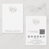 *~*イヤリングディスプレイQRシルバーグリッターフラワーバス 名刺 (正面/裏面)