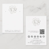 *~*イヤリングディスプレイQRシルバーグリッターフラワーバス 名刺 (正面/裏面)