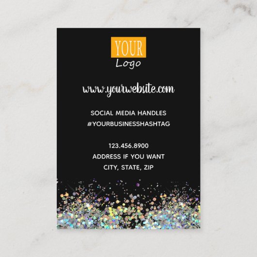 イヤリングディスプレフェイクイ虹色メタグリッター 名刺 (裏面)