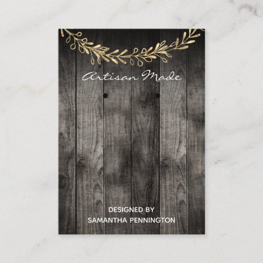 イヤリングディスプ素朴レイ木工職人の製品カード 名刺 (正面)