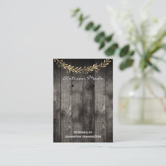 イヤリングディスプ素朴レイ木工職人の製品カード 名刺 (スタンド正面)