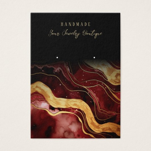 イヤリングブルゴーニュ金ゴールド瑪瑙ジュエリーディスプレイカード (正面)