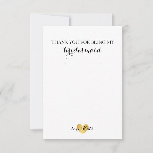 イヤリングホルダー/サンキューカード-ハートグラム金ゴールド 招待状 (正面)