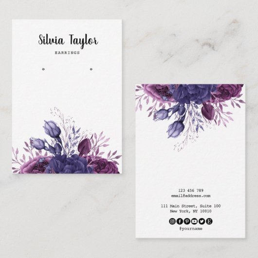 イヤリングヴィンテージフローラ表示ジュエリー 名刺 (正面/裏面)