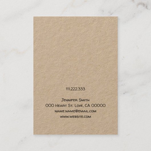 イヤリング付きハート表示カードホルダー付き手作り 名刺 (裏面)