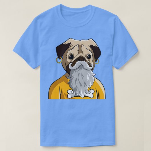 イヤリング付きTHUG PUG BEARD 1 Tシャツ (デザイン正面)
