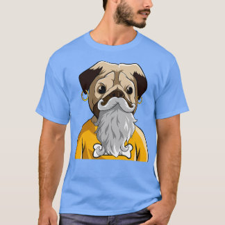 イヤリング付きTHUG PUG BEARD 1 Tシャツ