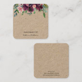 イヤリング表示カード |クラフト紙ブルゴーニュフローラ スクエア名刺 (正面/裏面)