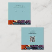 イヤリング表示カード |沿岸水色クジラ スクエア名刺 (正面/裏面)