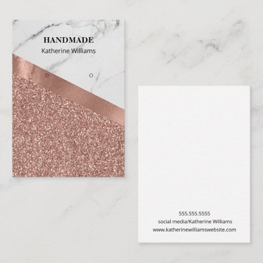 イヤリング表示バラ金ゴールドグリッター |大理石 名刺 (正面/裏面)