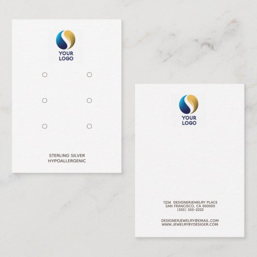イヤリング表示ホルダーロゴを追加3ペア白 名刺 (正面/裏面)