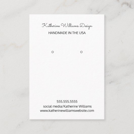 イヤリング表示 |米国の手作り 名刺 (正面)