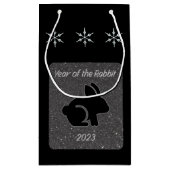 イヤーオブザラビットブラックグリッターデザイン スモールペーパーバッグ (裏面)